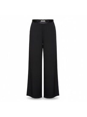 JS Collections Women’s Black Satin Wide-Leg Pants Made In Canada Size 10